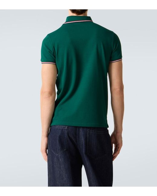 Polo De Pique De Algodon Con Logo Moncler de hombre de color Green