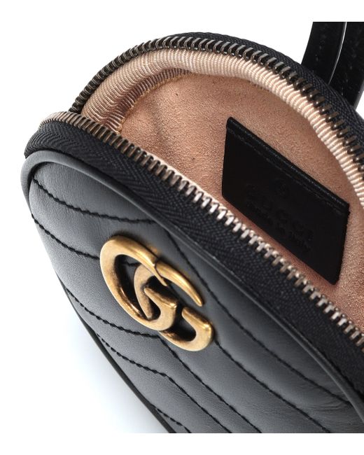 Gucci GG Marmont Small Leather Clutch in Black - Lyst