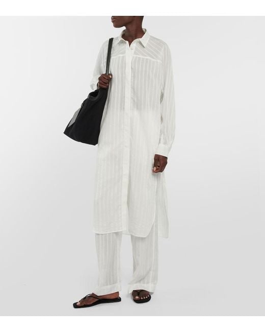 Totême White Striped Jacquard Shirt Dress