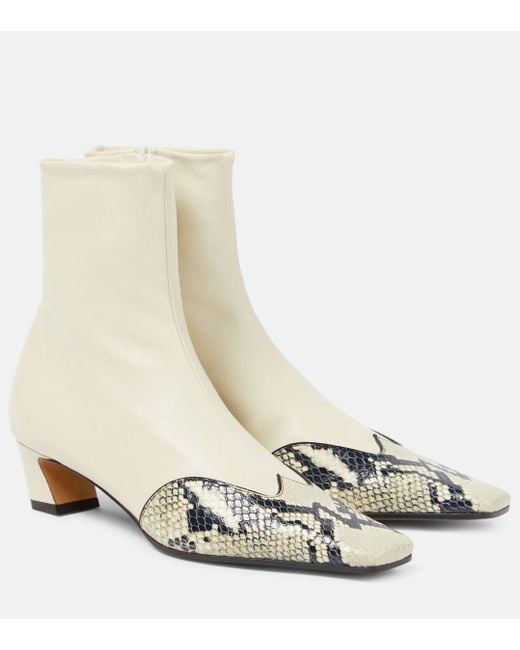 Khaite White Nevada Leather Ankle Boots