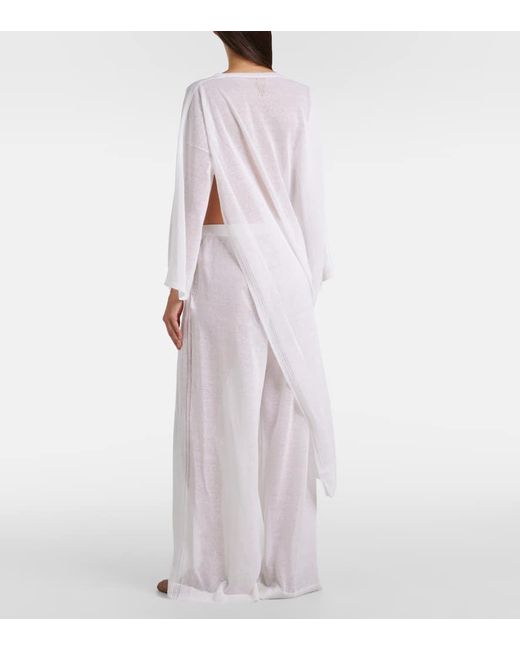 Alaïa White Linen And Silk Wide-Leg Pants