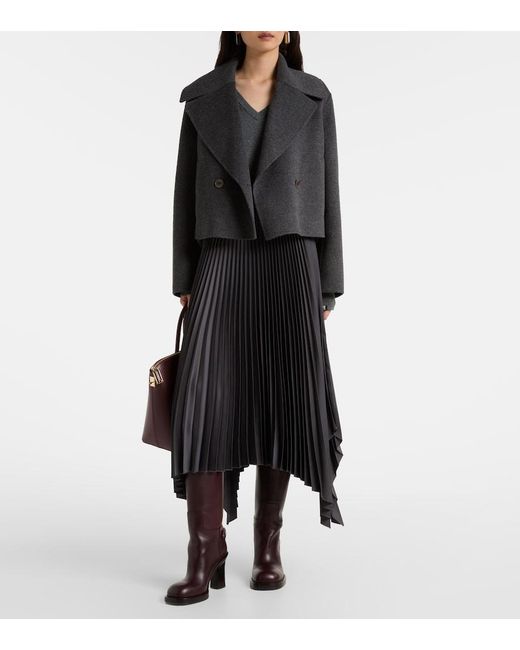 Joseph Black Cropped Wool And Cashmere Peacoat