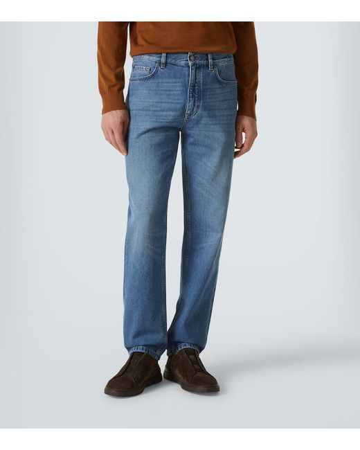 Zegna Blue Roccia Straight Jeans for men