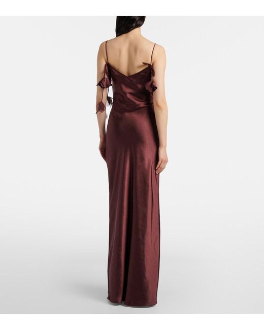 Self-Portrait Red Embellished Satin Gown