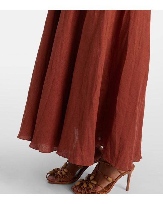 Johanna Ortiz Red Light And Sound Linen-Blend Maxi Dress