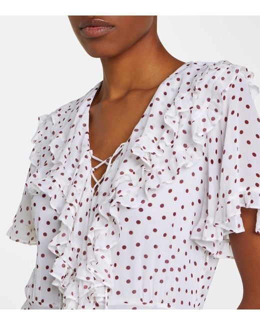 Dorothee Schumacher White Dancing Dots Polka-Dot Georgette Midi Dress