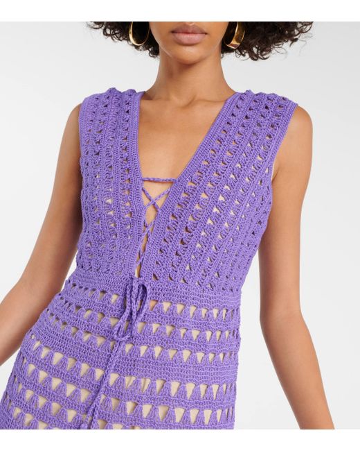 Anna Kosturova Purple Jennifer Crochet Minidress
