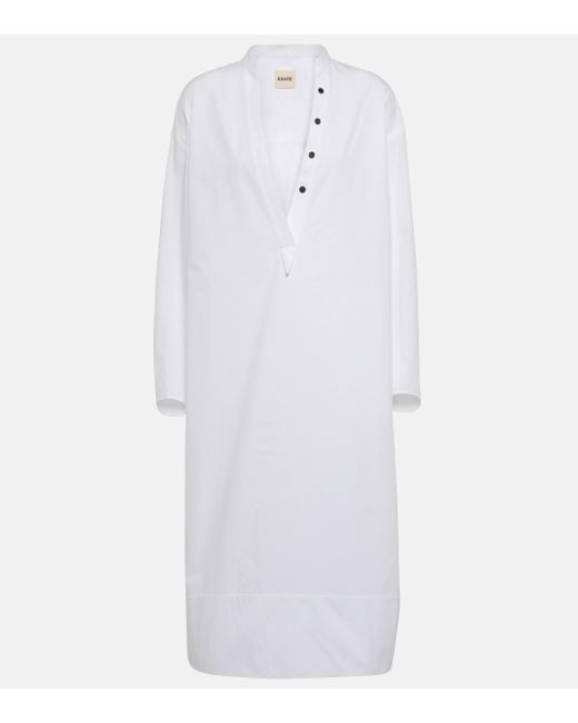 Khaite White Brom Cotton Midi Dress