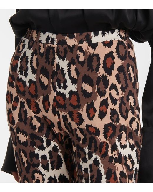 Diane von Furstenberg White Brooklyn Leopard-Print Flared Pants