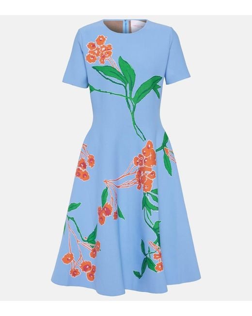 Vestido midi floral Carolina Herrera de color Blue