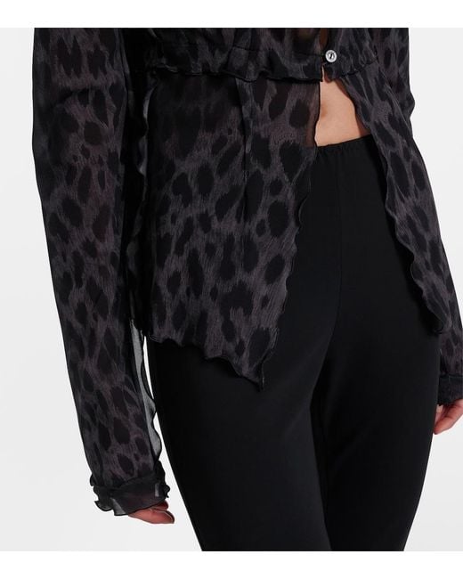 Gucci Black Leopard-Printed Silk Blouse