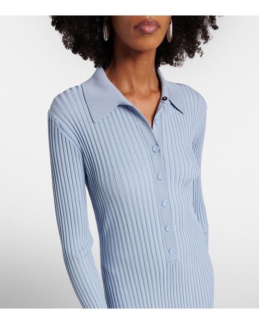 Proenza Schouler Blue Luiza Ribbed-Knit Sweater Dress