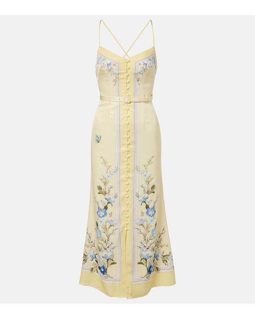 Self-Portrait Metallic Floral Silk Satin Maxi Dress