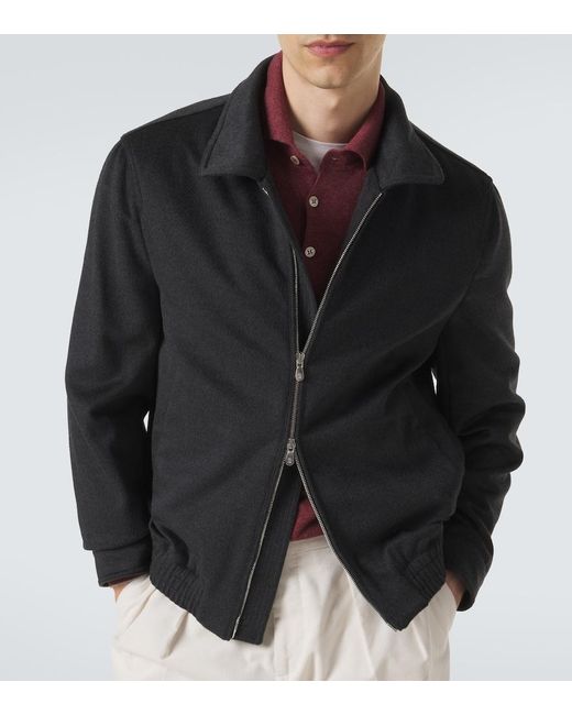 Brunello Cucinelli Black Virgin Wool Blouson Jacket for men