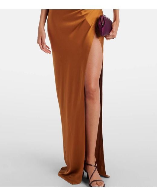 The Sei Brown Asymmetric Gathered Silk Gown