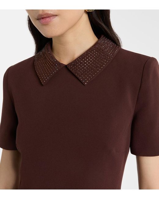 Roland Mouret Brown Midikleid Aus Cady Mit Kristallen