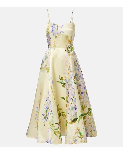LEO LIN Metallic Mariela Linen And Silk Cocktail Dress