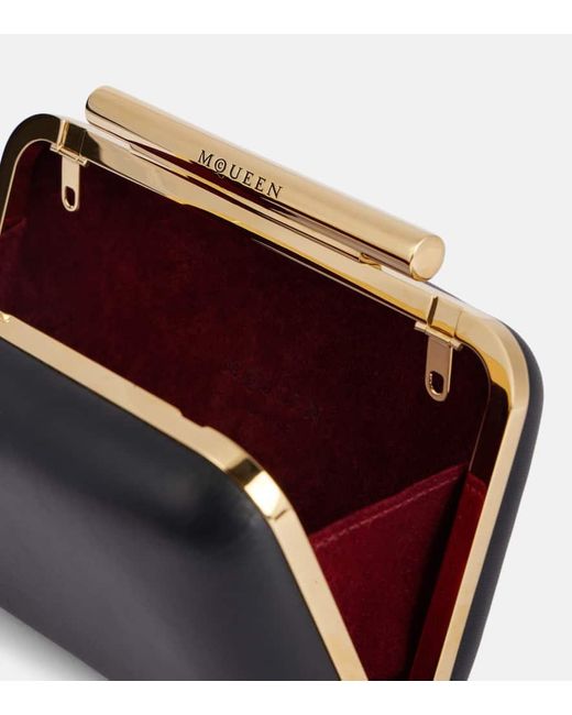 Alexander McQueen Black T-Bar Leather Box Clutch