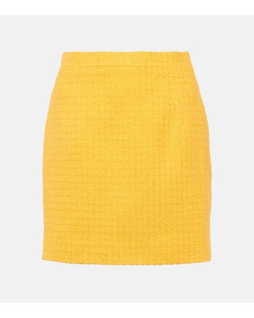 Alessandra Rich Yellow Checked Boucle Miniskirt