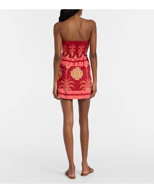 Vestido Corto Raiz De Algodon Estampado Johanna Ortiz de color Red