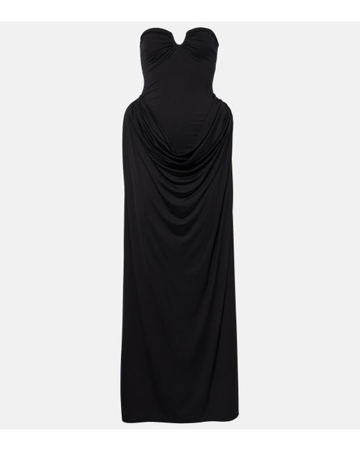 Magda Butrym Black Jersey Draped Bustier Long Dress