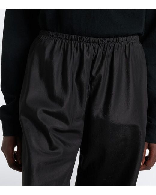 The Row Black Gala Silk Wide-Leg Pants
