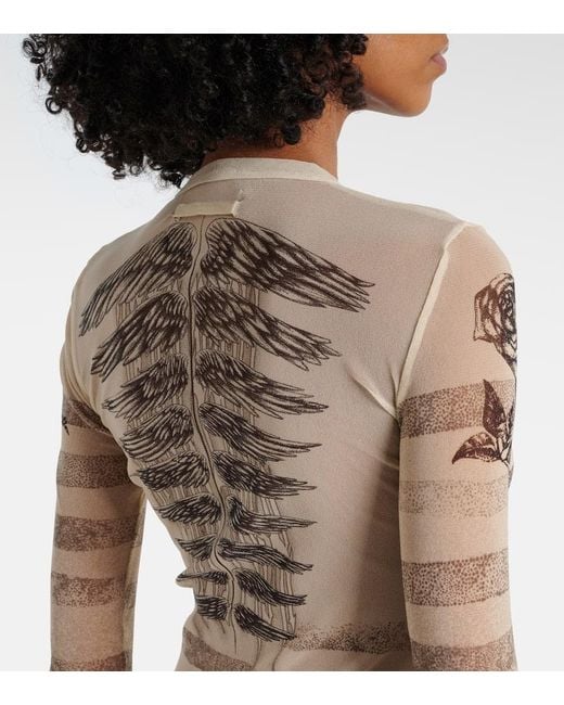 Jean Paul Gaultier Natural Maxikleid Aus Mesh