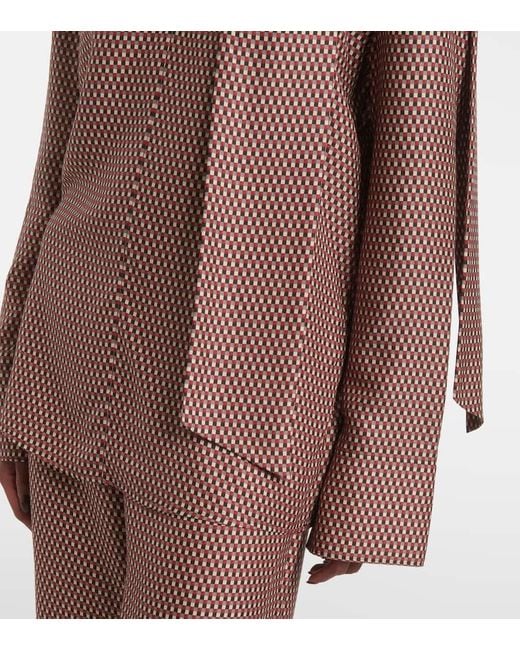 Blusa De Seda Estampada Con Panuelo Joseph de color Brown