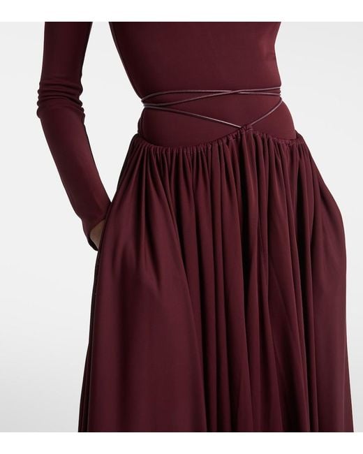 Alaïa Purple Gathered Midi Dress