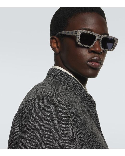 Gucci Gray Rowcut Rectangular Sunglasses for men