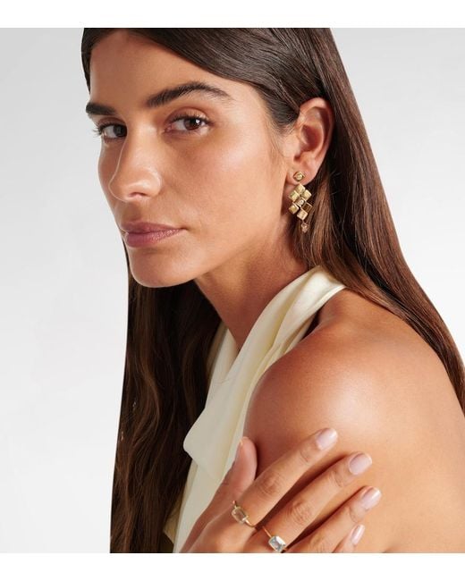 Ileana Makri Metallic Tile Temple 18Kt Drop Earrings With Diamonds