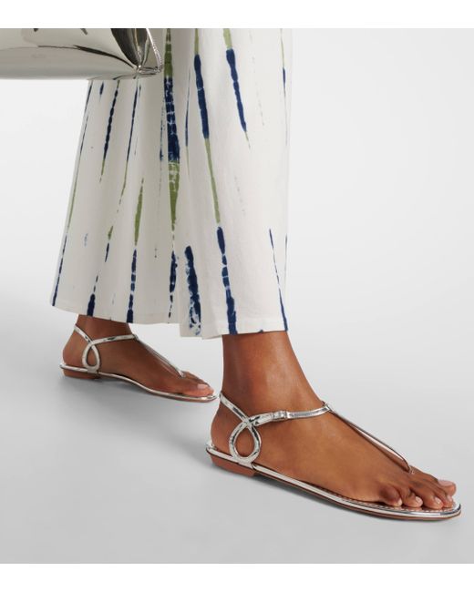 Aquazzura White Almost Bare Metallic Thong Sandals