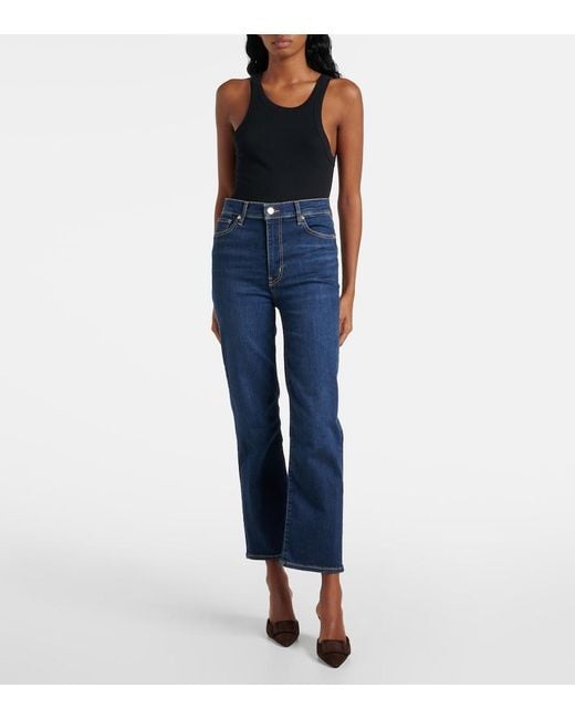 FRAME Blue Le Sleek High-Rise Straight Jeans