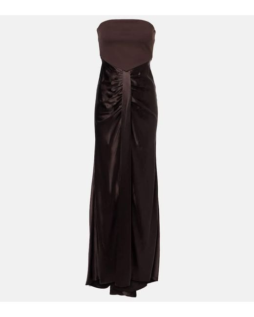 Staud Black Wayfaring Gathered Strapless Midi Dress
