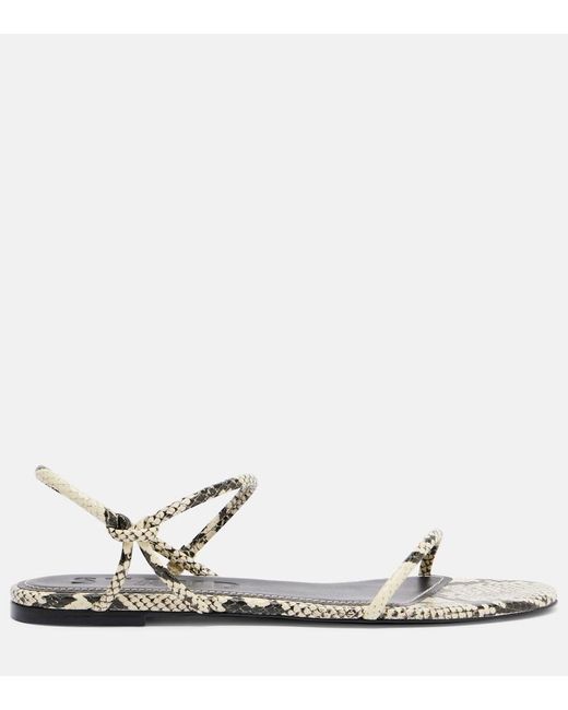 Staud White Laurel Snake-Effect Leather Sandals