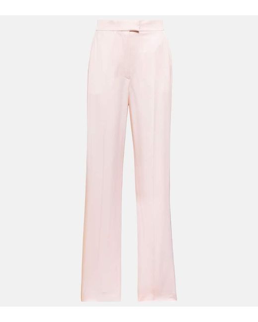 Pantaloni in twill a vita alta di Alexander McQueen in Pink