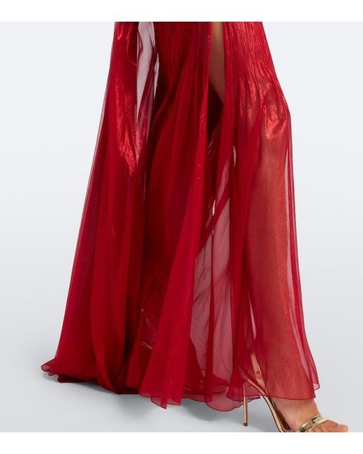 Maria Lucia Hohan Red Zephyra Metallic Silk Corset Gown