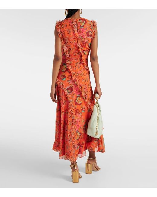 Ulla Johnson Red Midikleid Avrelie Aus Seide