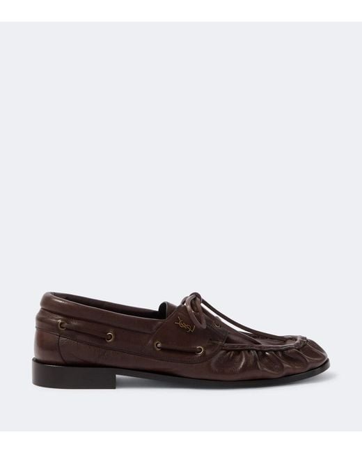 Saint Laurent Brown Le Loafer Bateau Leather Boat Shoes for men