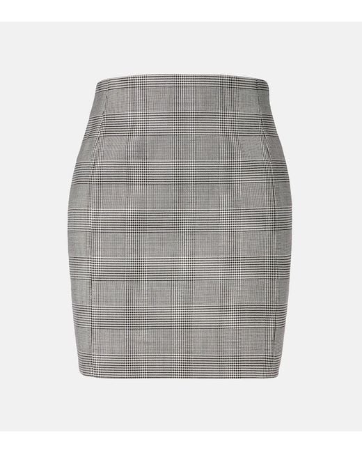 Balmain Gray Houndstooth Wool-Blend Miniskirt