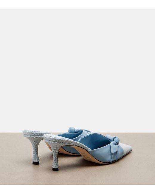 Jimmy Choo Blue Livi Leather And Canvas Mules