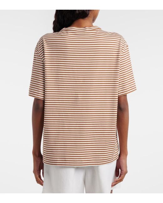 Brunello Cucinelli White Striped Oversized Cotton Jersey T-Shirt