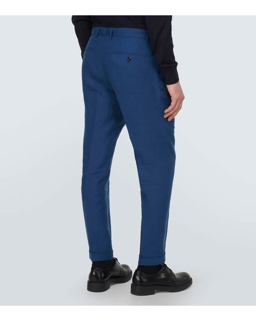 Pantalones slim de lino Dolce & Gabbana de hombre de color Blue