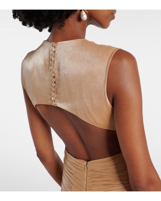 Costarellos Brown Silla Cutout Gathered Gown