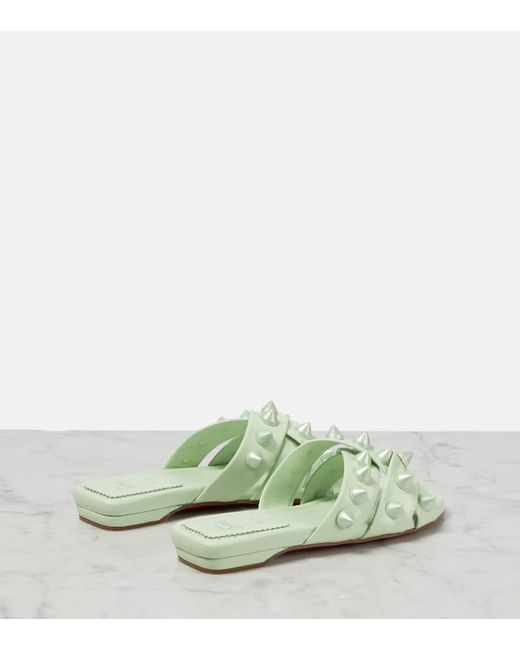 Christian Louboutin Green Miss Spika Club Leather Sandals