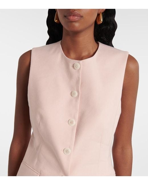 Veronica Beard Pink Lois Linen-Blend Vest