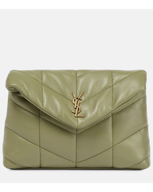 Saint Laurent Green Puffer Small Leather Clutch
