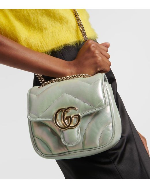 Gucci White GG Marmont Mini Leather Shoulder Bag