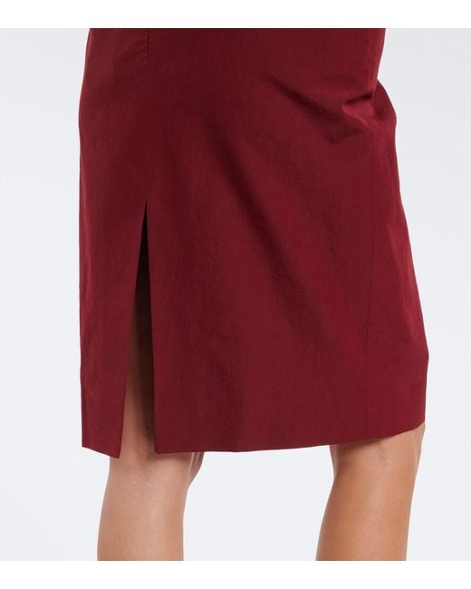 Magda Butrym Red Floral-Applique Cotton And Silk Midi Skirt