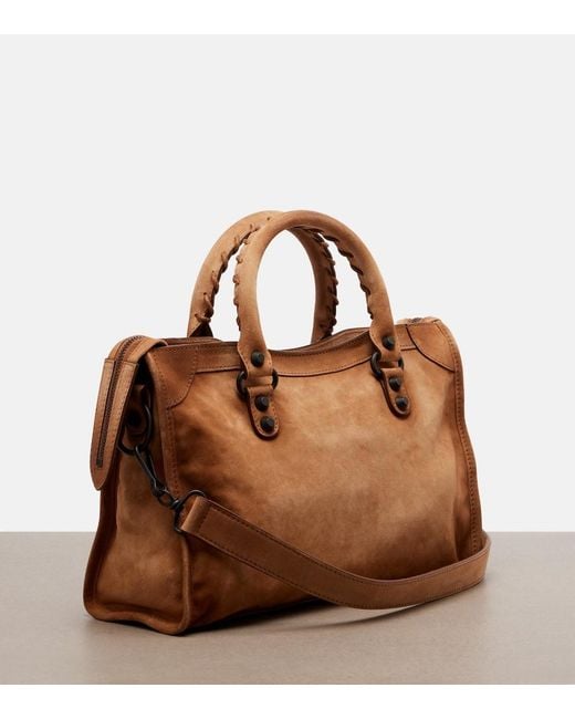 Balenciaga Brown Le City Small Suede Top-Handle Bag